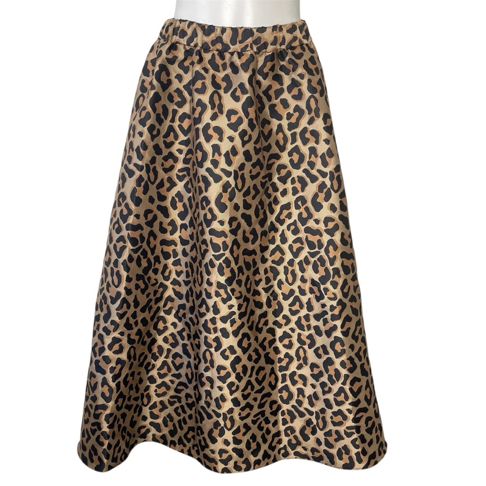 Leopard Print A-Line Midi Skirt in Brown - Picture 2 of 10